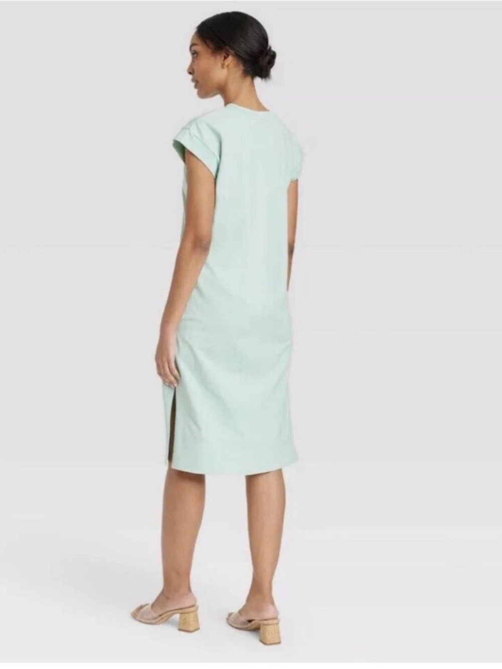 Target A New Day Mint Green Short Sleeve Midi Dress with Side Slit